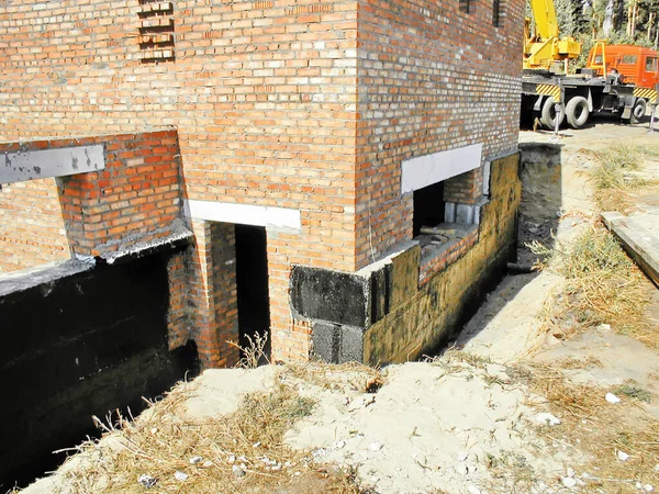 Construction Site Veins Brick Cottage — Stock Photo, Image