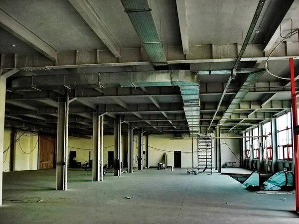 Внутри Строительной Площадки Промышленное Здание Витражами — стоковое фото