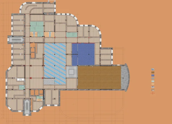Plan zeichnet öffentliches Gebäude — Stockfoto