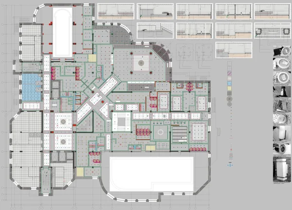 Progetto Disegno Edilizia Pubblica — Foto Stock