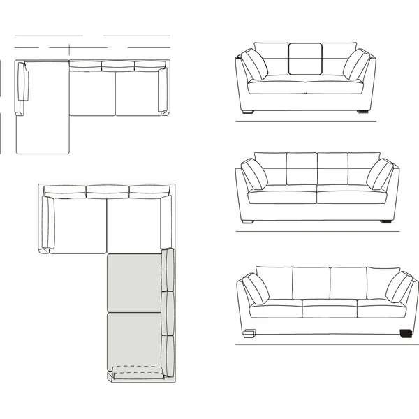 Kontur Illustration av soffan — Stock vektor