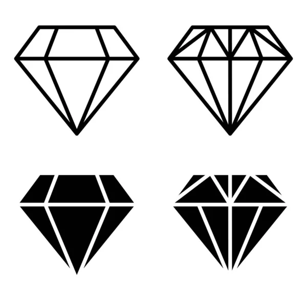 Juego Iconos Diamante Cuatro Piedras Preciosas Símbolos Aislados Sobre Fondo — Vector de stock