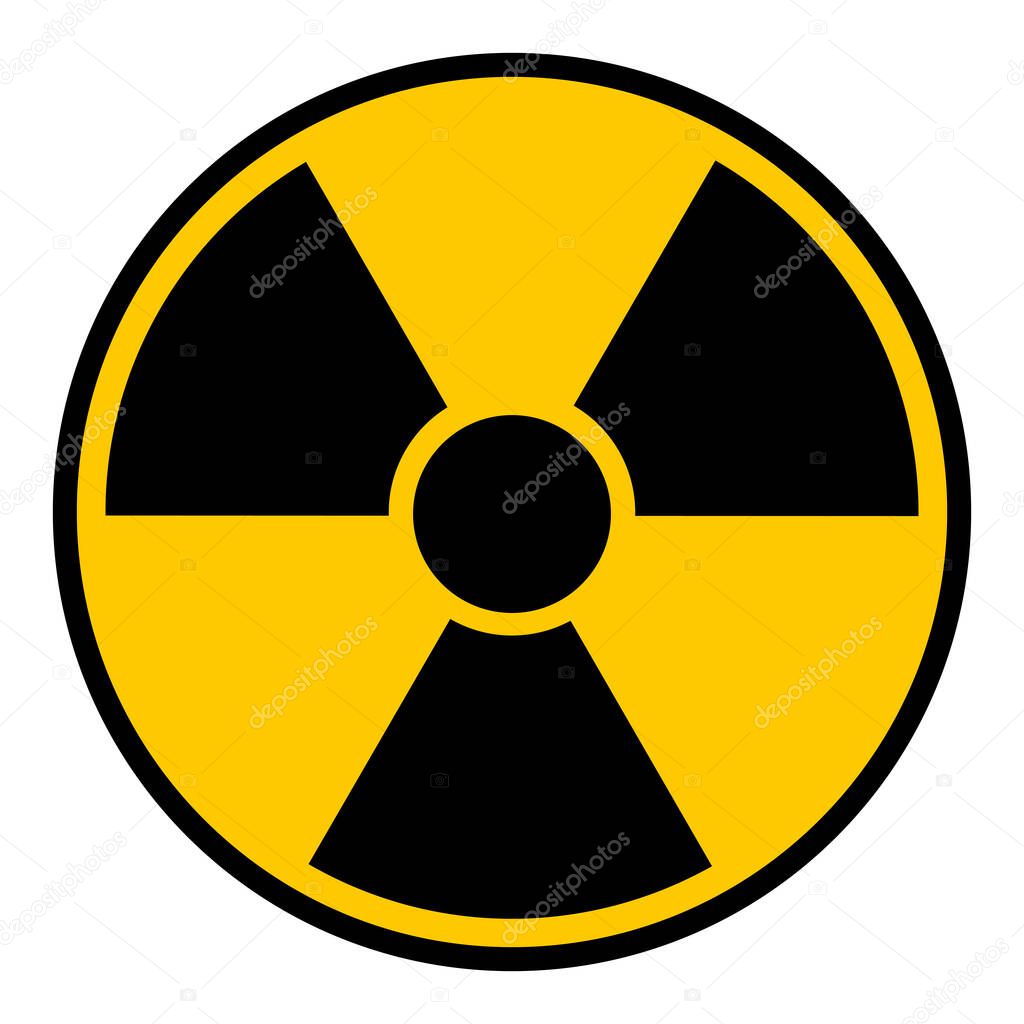 Radioactive hazard sign. Black and yellow isolated icon vector illustration.