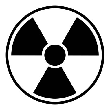 Radyoaktif tehlike işareti. Siyah izole edilmiş ikon vektör çizimi.