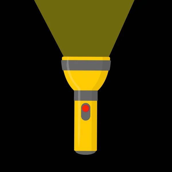 Ícone Lanterna Elétrica Design Plano Amarelo Portátil Tocha Vetor Ícone — Vetor de Stock