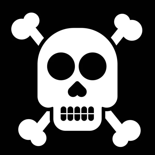 Skull Bones Poison Icon Pirate Flag Sign Black White Vector — Stock Vector