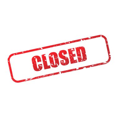 Kapalı grunge pul simgesi. Kırmızı Kapalı metin ve çerçeve işareti beyaz arkaplanda izole edildi. Vektör illüstrasyonu.