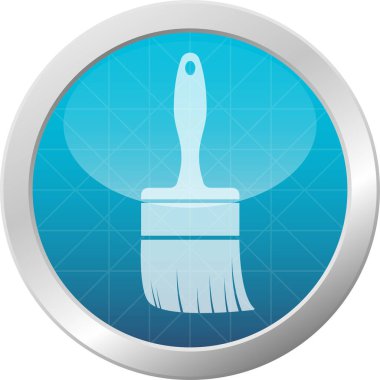 Açık mavi parlak daire çerçevesinde boya fırçası simgesi. Vektör illüstrasyonu.