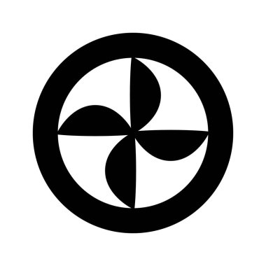 Elektrikli fan havalandırma düğmesi simgesi. Döner bıçaklı motor. Vektör illüstrasyonu beyaz arkaplanda izole edildi.