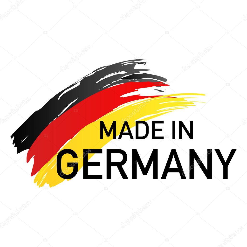 Made in Germany label. National German industry export manufactured. Vector illustration.