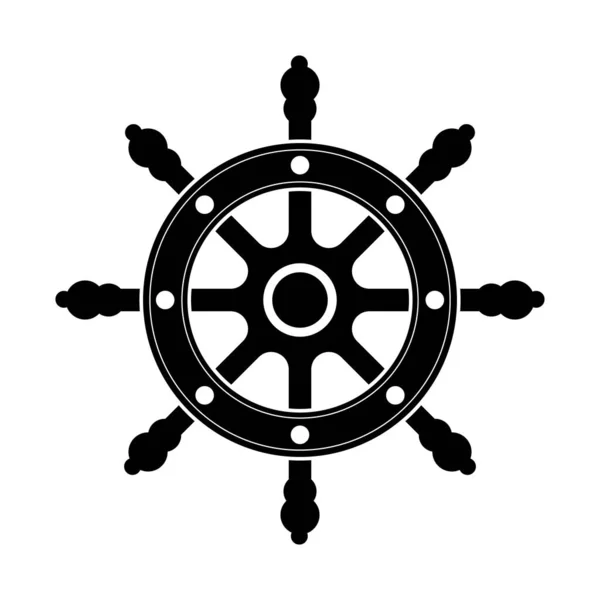 Корабельний Корабель Піктограмою Кермового Колеса Чорноморський Морський Символ Ізольований Білому — стоковий вектор