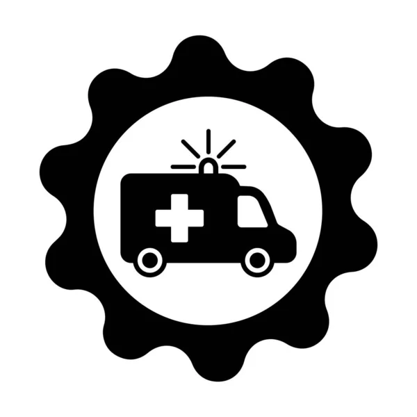 Ambulance Cogwheel Gear Icon Emergency Medical Rescue Services Vehicle Sign — Stock Vector