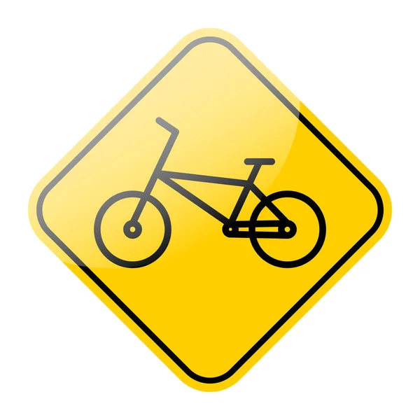 Bicicleta Sinal Estrada Pista Transporte Bicicleta Amarelo Quadro Cautela Ícone — Vetor de Stock