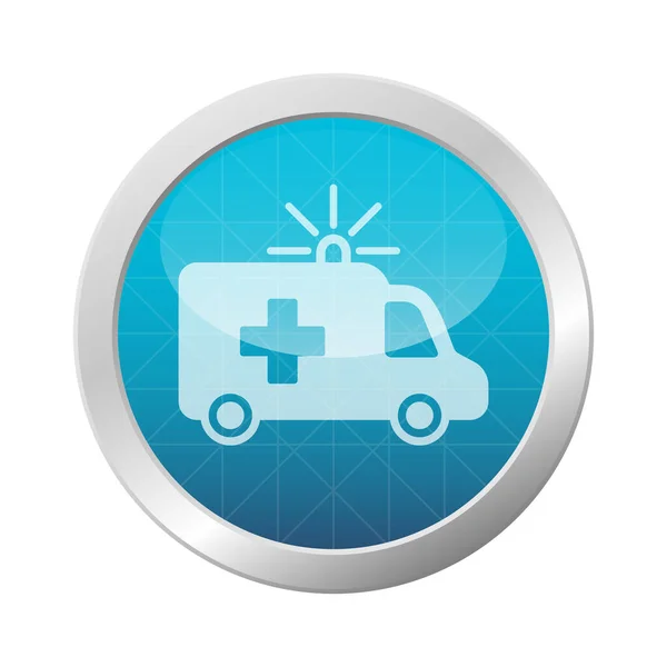 Ambulance Icon Light Blue Shiny Circle Frame Emergency Medical Rescue — Stock Vector