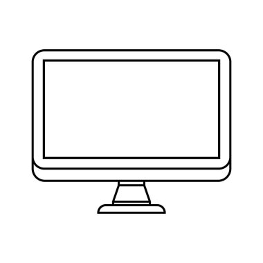 Bilgisayar ekranı simgesi. Masaüstü bilgisayar monitörü veya televizyon sembolü. Vektör illüstrasyonu.