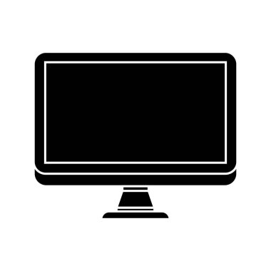 Bilgisayar ekranı simgesi. Masaüstü bilgisayar monitörü veya televizyon sembolü. Vektör illüstrasyonu.