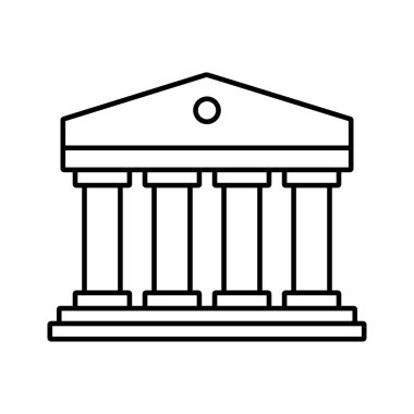 Klasik Roma sütunları bina ikonu. Finans enstitüsü, banka, müze, üniversite veya adliye sembolü. Vektör illüstrasyonu.