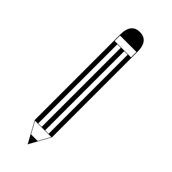 Pencil Black White Icon Stationery School Writing Tool Art Supply — Stock Vector