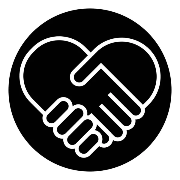 Handshake Collaborazione Forma Cuore Logo Rotondo Business Accordo Concetto Cerchio — Vettoriale Stock