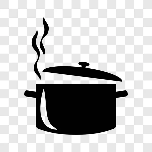 Cooking Pot Black Icon Hot Boiling Meal Pot Open Lid — Stock Vector