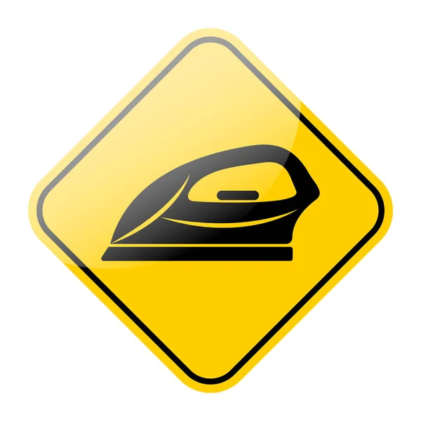 Одежда Железа Черный Значок Желтой Дорожной Рамке Знак Электронный Прибор — стоковый вектор