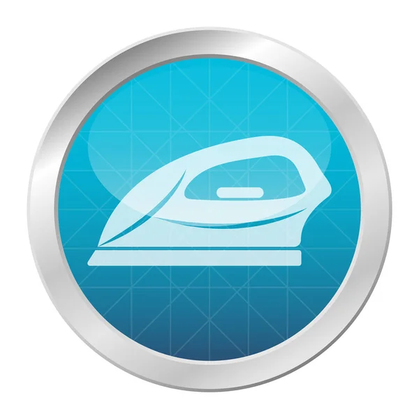 Έννοια Υπηρεσίας Πλυντηρίου Στεγνού Καθαρισμού Iron Icon Γαλάζιο Γυαλιστερό Κύκλο — Διανυσματικό Αρχείο