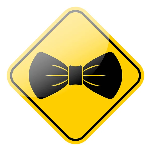 在黄色的街道标架上系上黑色标志 男式配饰领带图标 矢量说明 — 图库矢量图片