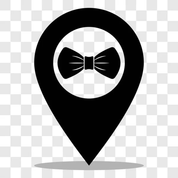 绅士俱乐部的定位别针符号 地图定位标志上的弓形领带图标 在白色背景上孤立的向量图 — 图库矢量图片