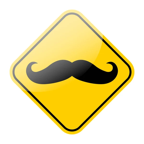 黄色街道标架上的胡子黑色图标 男人打扮理发店的标志 矢量说明 — 图库矢量图片