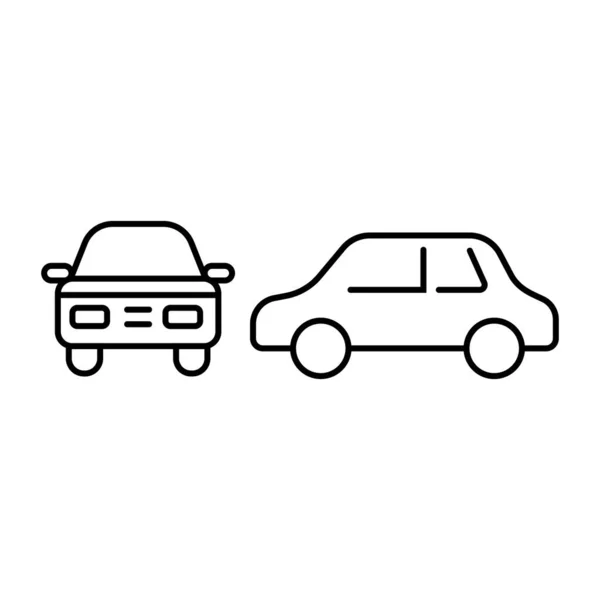 Ikon Mobil Mengatur Garis Depan Dan Samping Tampilan Simbol Garis - Stok Vektor