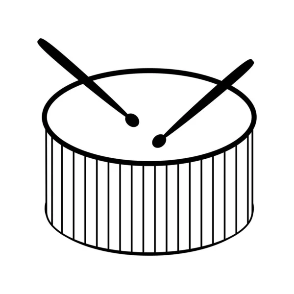 Trommeln Und Trommelstöcke Percussion Musikinstrument Schwarze Linie Symbol Isoliert Auf — Stockvektor