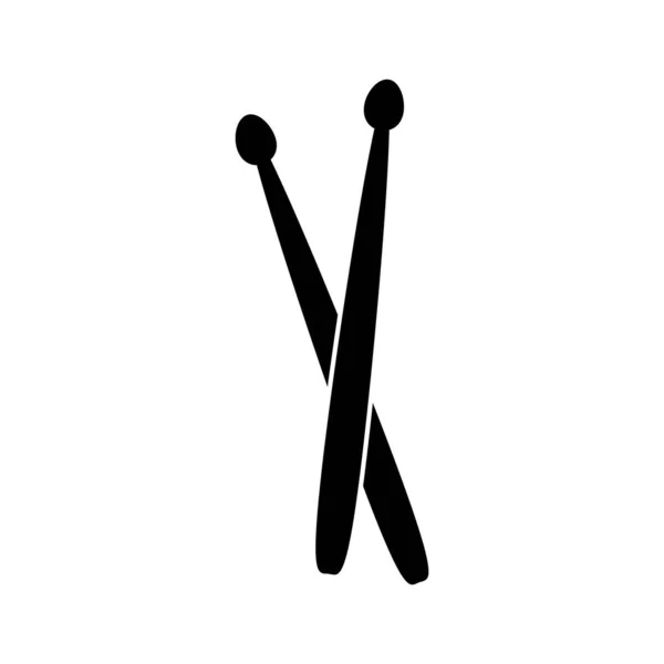 Drum Sticks Ikone Schlagzeuger Schlaginstrument Schwarzes Symbol Vektor Illustration Isoliert — Stockvektor