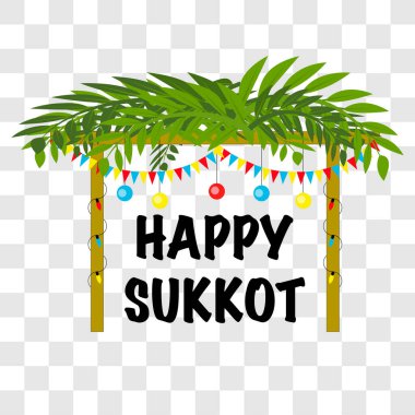 Mutlu Sukkot Yahudi Tatili Posteri Dekorasyon Vektörü Resimleriyle Saydam Arkaplan
