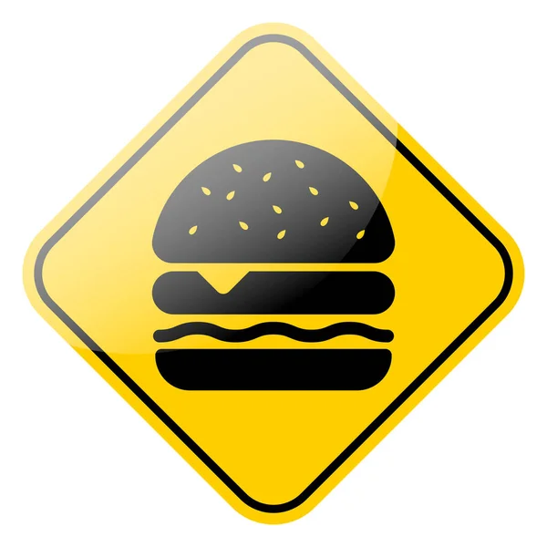 Icône Hamburger Fast Food Cheeseburger Symbole Noir Isolé Sur Panneau — Image vectorielle