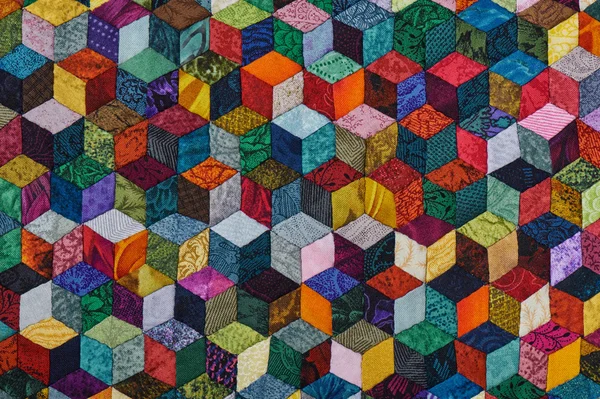 Kleurrijke detail voor quilt genaaid van diamant stukken — Stockfoto