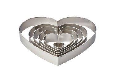 Paslanmaz çelik kalp şeklinde kurabiye keskisi seti.