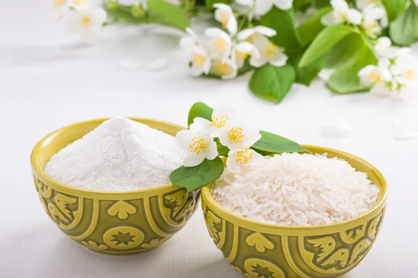 Bowl with rice jasmine — Stock Photo, Image