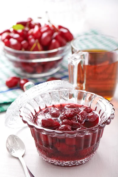 Confiture from fruits of cornel — Stock Photo, Image