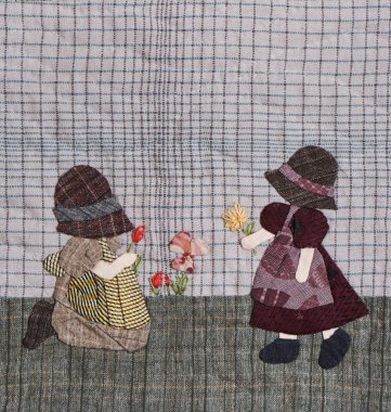 Sunbonnet dava aplike yorgan detay