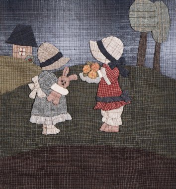 Sunbonnet dava aplike yorgan detay