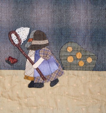 Sunbonnet dava aplike yorgan detay
