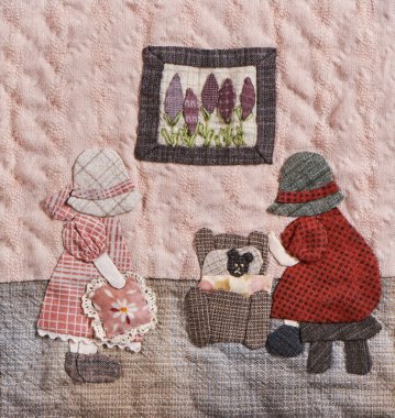 Sunbonnet dava aplike yorgan detay