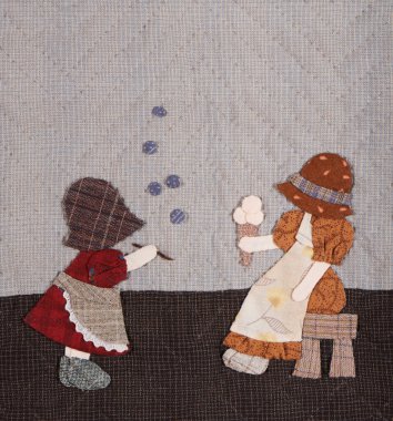 Sunbonnet dava aplike yorgan detay