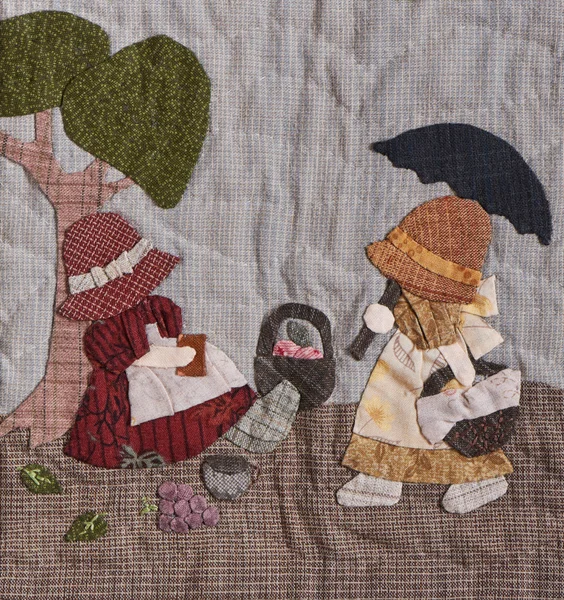 Sunbonnet sue applique quilt detalj — Stockfoto