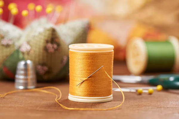 針で糸のスプール — ストック写真
