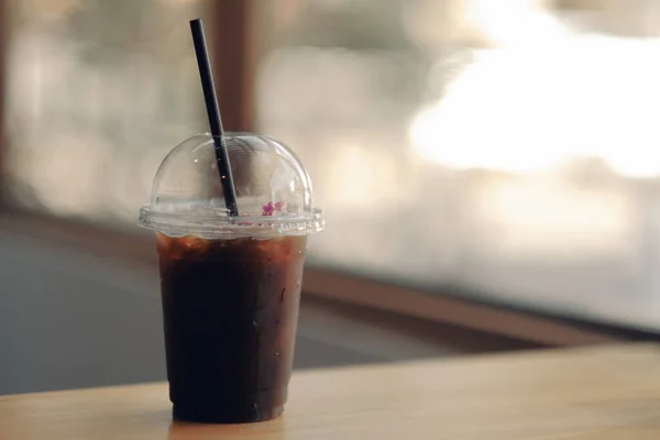Стакан Черного Кофе Льдом Кафе — стоковое фото