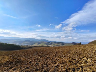 Dağları ve ağaçları olan güzel bir manzara.