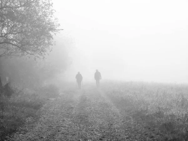 Les Gens Marchent Dans Brume Deux — Photo
