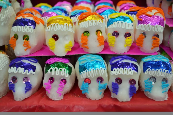 Mexican candy skulls for dia de muertos celebration