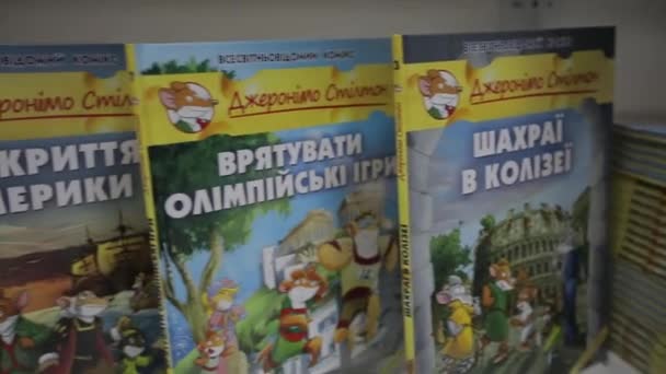 Ukrainian books closeup picture enterprise — Stock Video